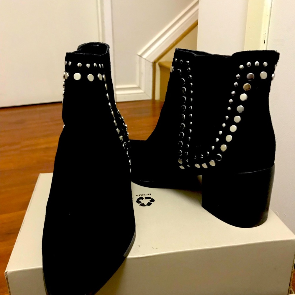 Aldo Black Studded Suede Ankle Boots